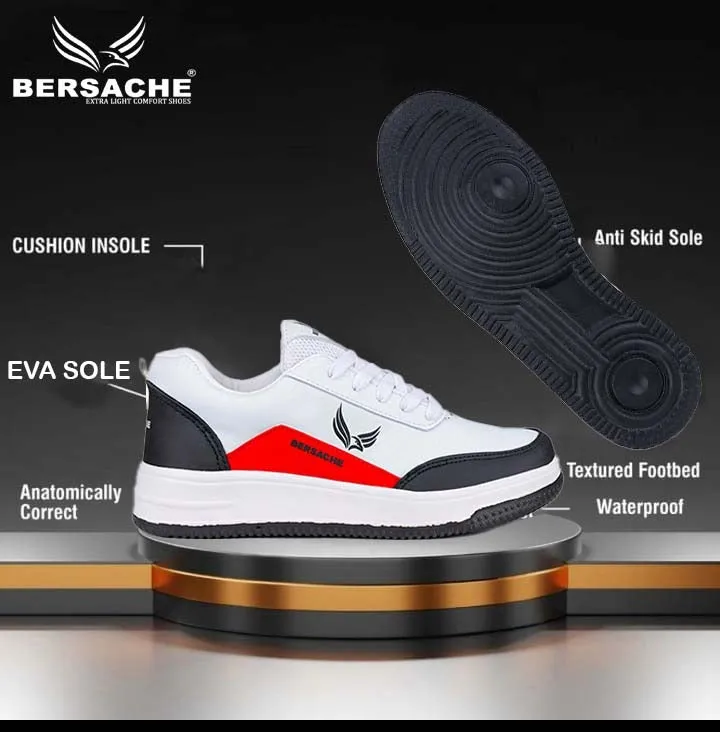 Bersache Premium Sports ,Gym, trending Stylish Running shoes for men (9115-Red) Best Wide Hiking Shoes