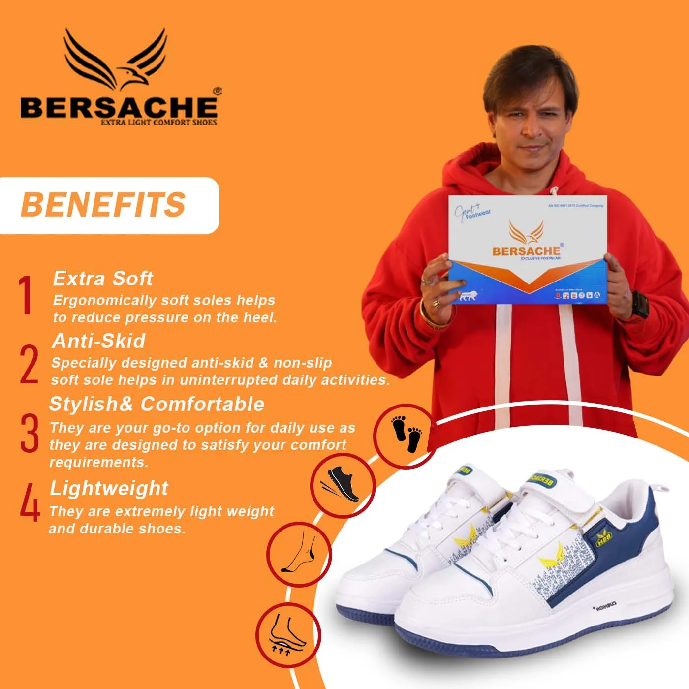 Best Value Hiking Shoes Bersache Premium Sports ,Gym, Trending Stylish Running shoes for men (9124-White)