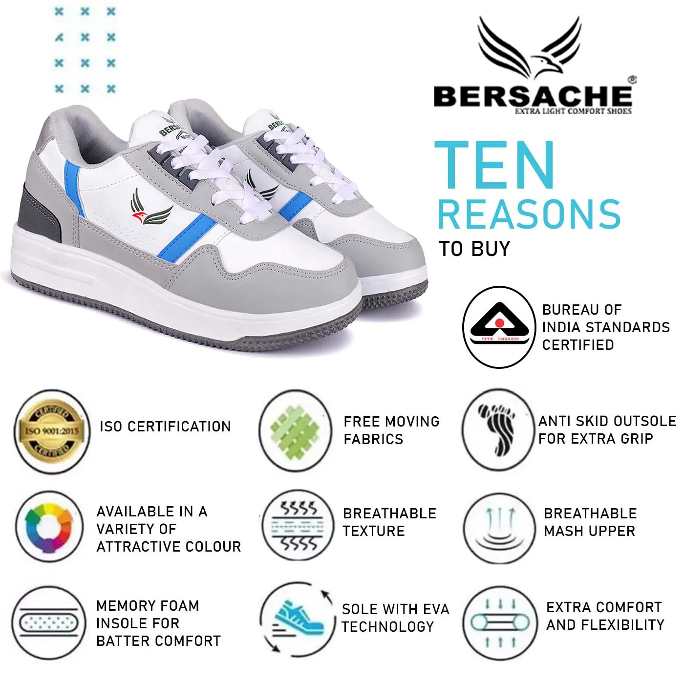 Bersache Premium Sports ,Gym, Trending Stylish Running shoes for men (9125-Grey) Vectiv Taraval Hiking Shoes