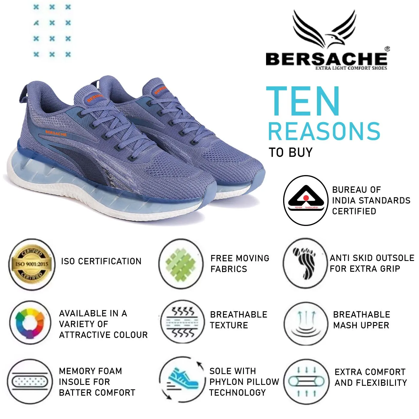 Beginner Rock Climbing Shoes For Gym Bersache Premium Sports ,Gym, Trending Stylish Running Shoes For Men (9151-Blue)