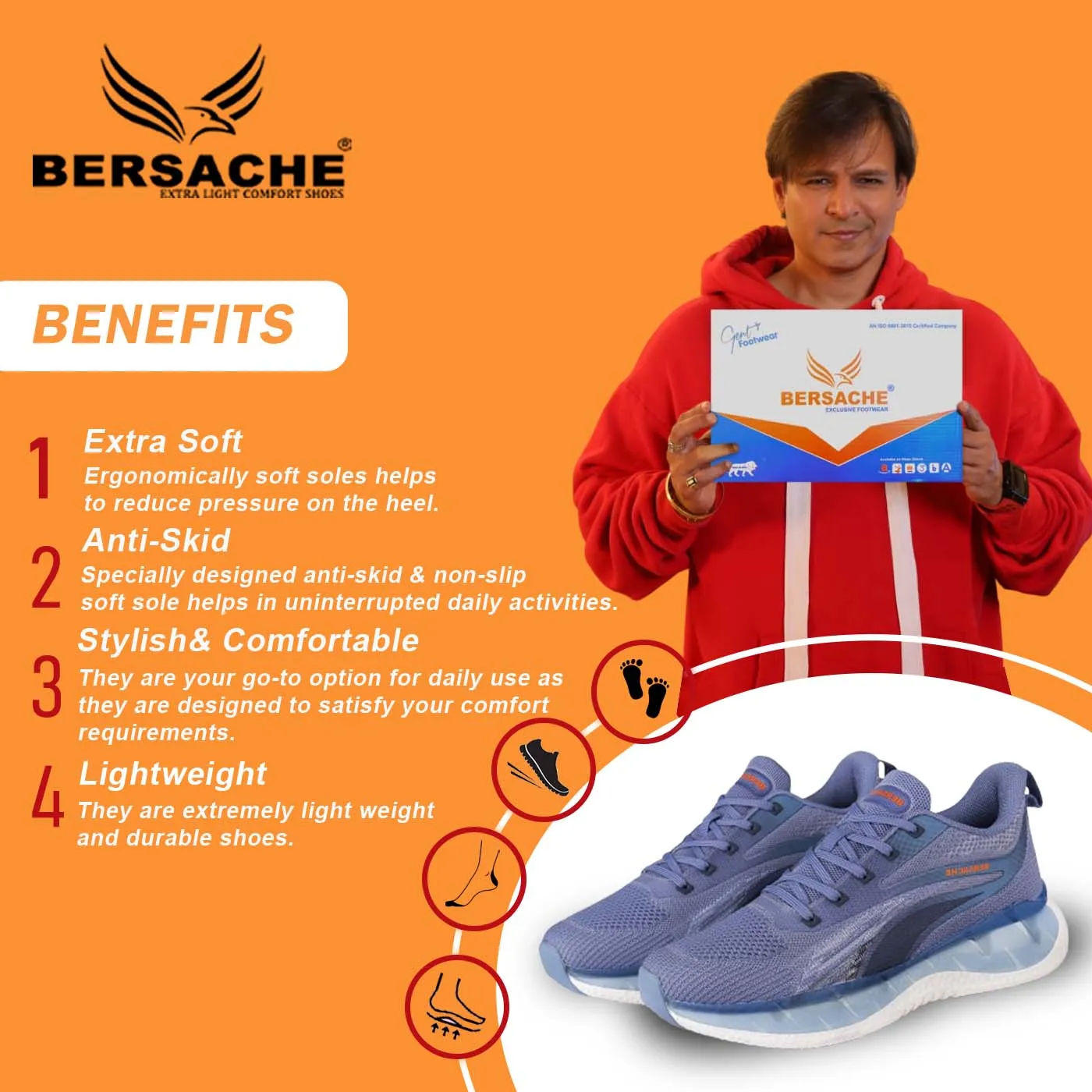 Best Hiking Shoes Winter Bersache Premium Sports ,Gym, Trending Stylish Running Shoes For Men (9151-Blue)