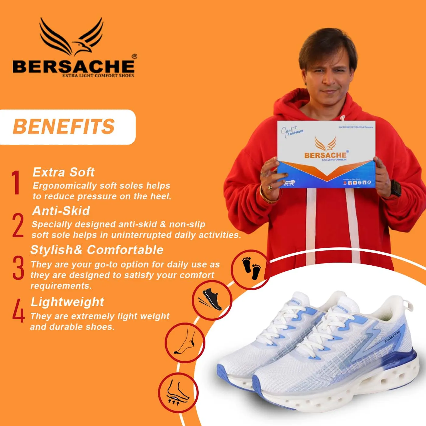 Hiking Shoes Outrise Bersache Premium Sports ,Gym, Trending Stylish Running Shoes For Men (9155-White)