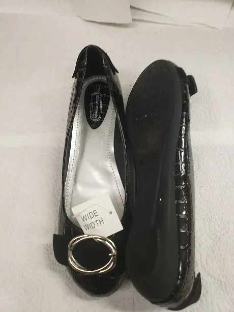 Bertha -- Women's Flat Shoes -- Black Croc Print Arch Support Shoe Inserts For Flat Feet