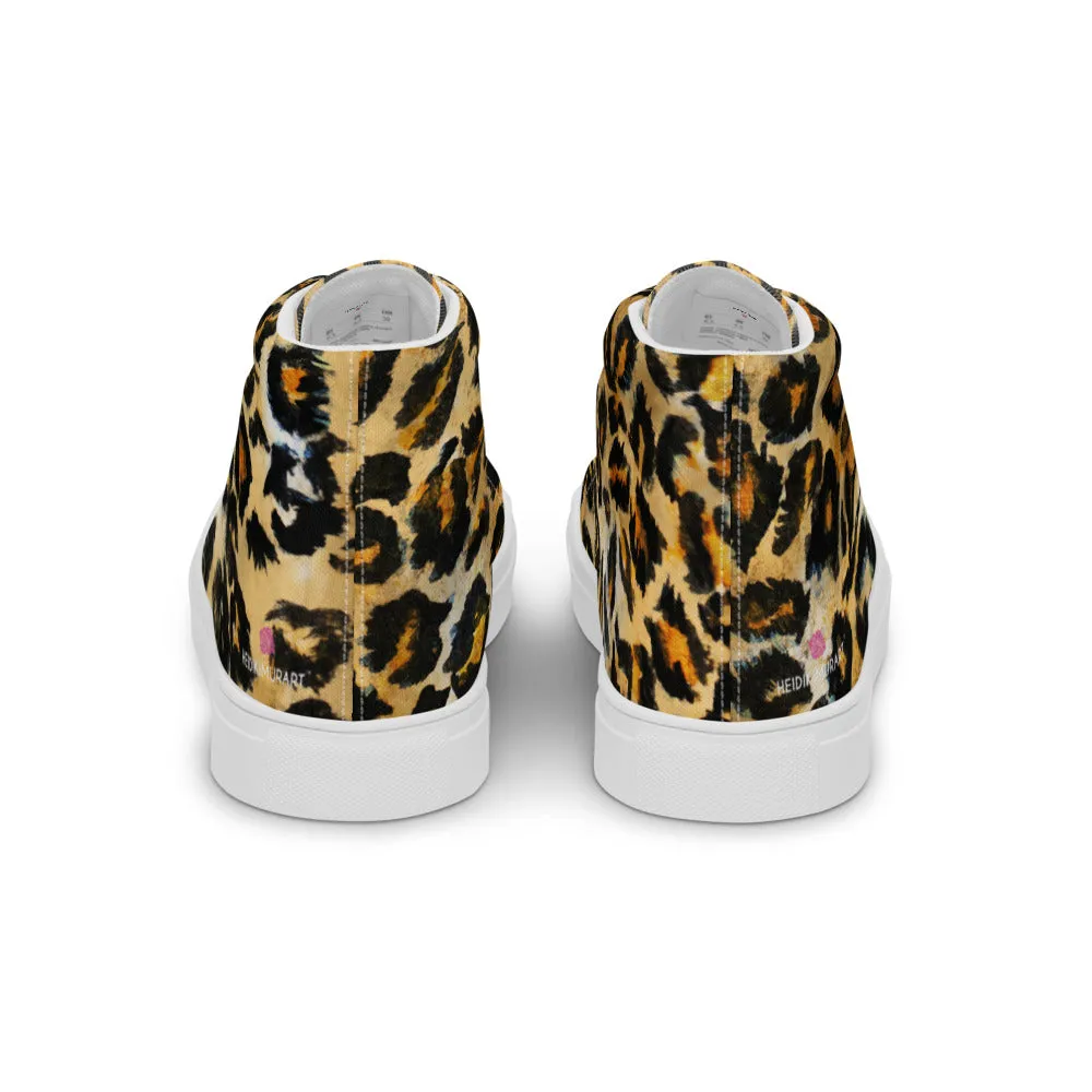 Leopard Animal Print Men's Sneakers, Brown Leopard Print Premium High Top Tennis Shoes For Men Boots At Tractor Supply