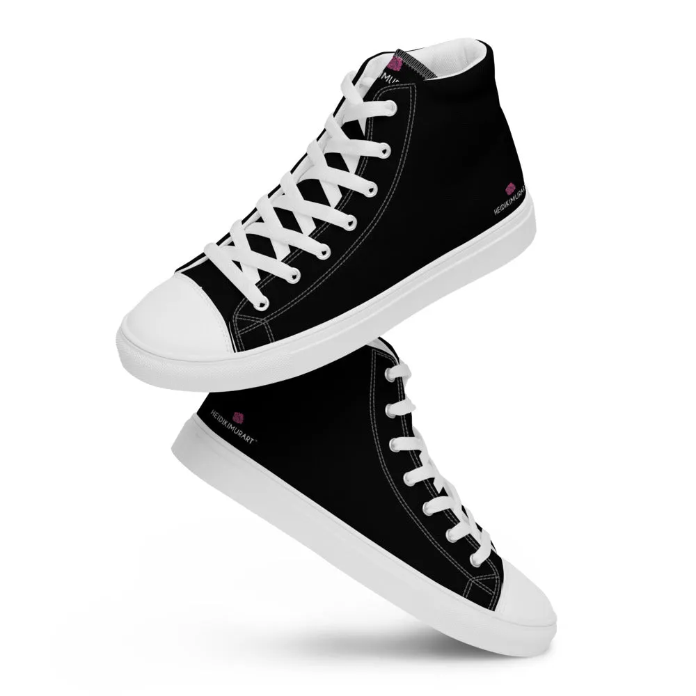 Boots With Denim Black Solid Color Men's Hip Tops, Mens high top canvas shoes