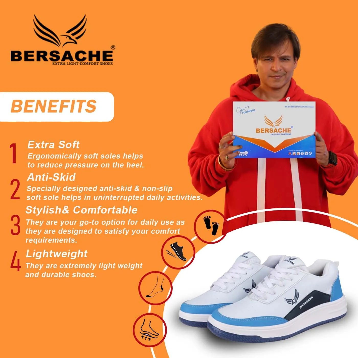 Used Climbing Shoes Bersache Premium Sports ,Gym, trending Stylish Running shoes for men (9113-Blue)