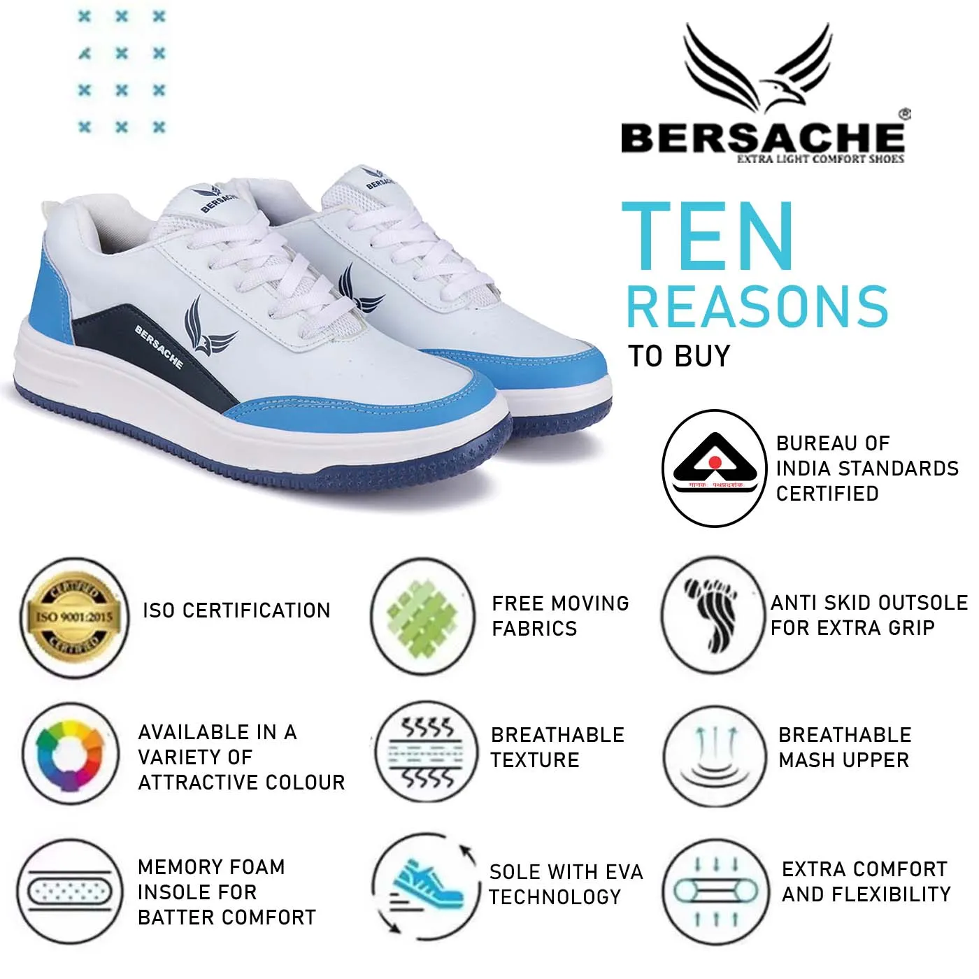 Bersache Premium Sports ,Gym, trending Stylish Running shoes for men (9113-Blue) Good Running Hiking Shoes