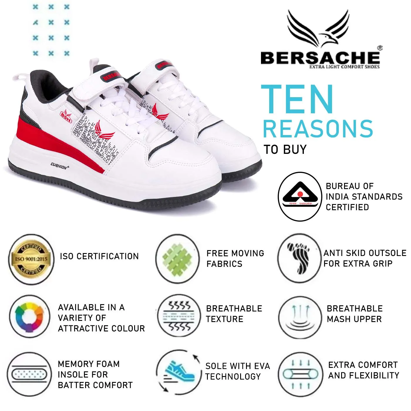 Bersache Premium Sports ,Gym, Trending Stylish Running shoes for men (9122-Red) Mary Hiking Shoes