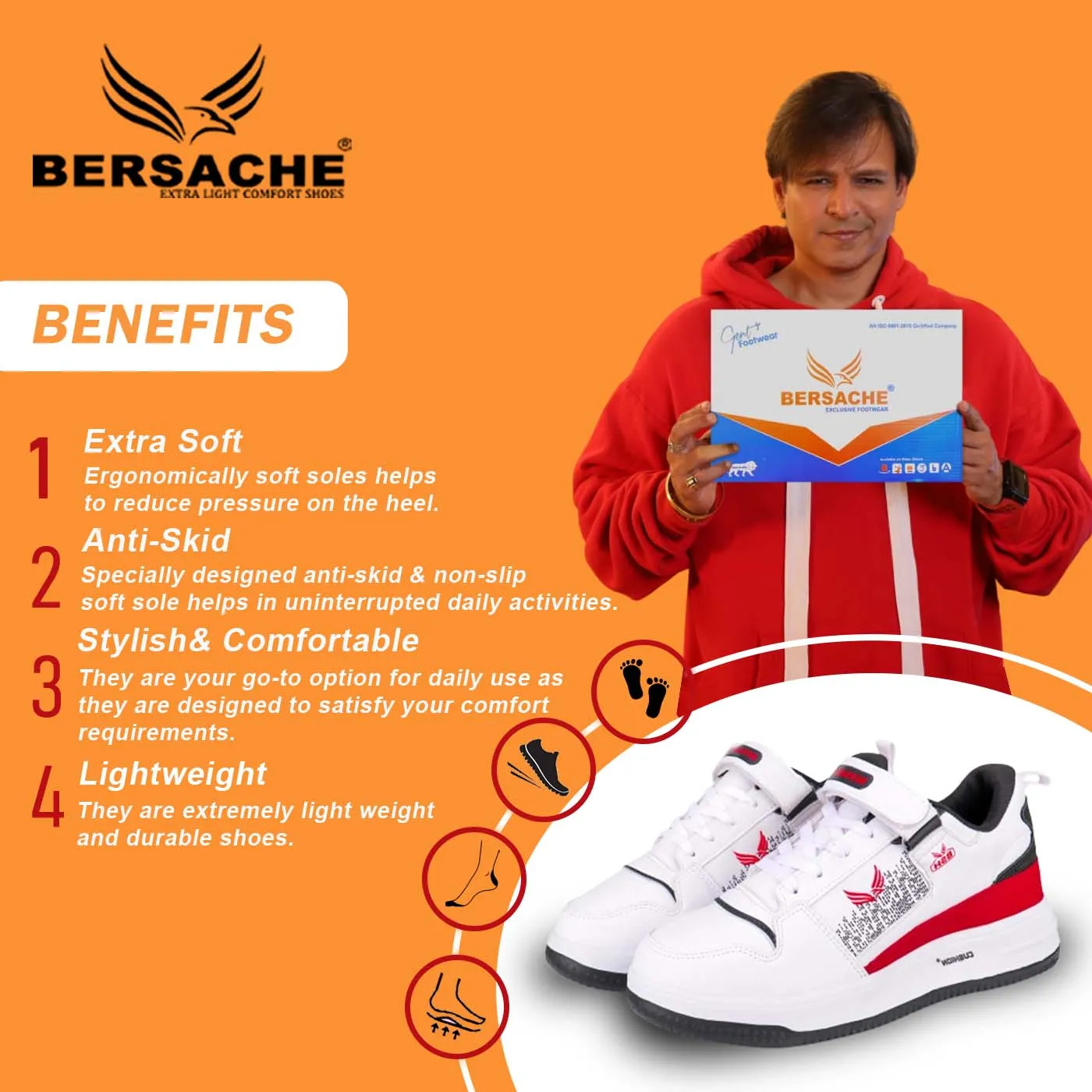 Bersache Premium Sports ,Gym, Trending Stylish Running shoes for men (9122-Red) Smith Hiking Shoes