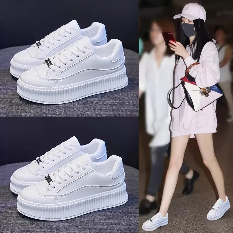 Best Chunky Sneakers Women's White High Soled Sneaker Fashion Casual Shoes - BF001