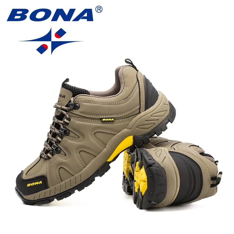 BONA New Arrival Classics Style Men Hiking Shoes Lace Up Men Sport Shoes Outdoor Jogging Trekking Sneakers Fast Free Shipping Luxury Hiking Shoes