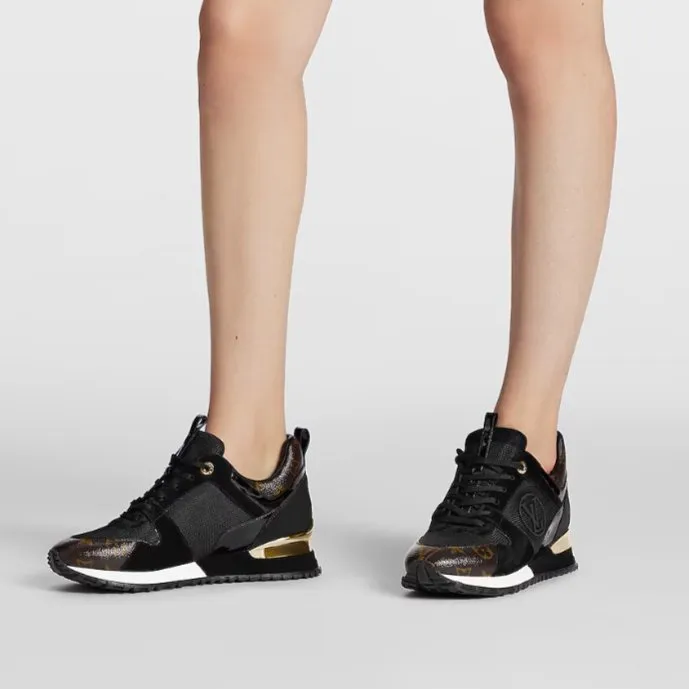 Louis Vuitton Black Suede/Monogram Canvas Run Away Trainer Dress Sneakers Shoes