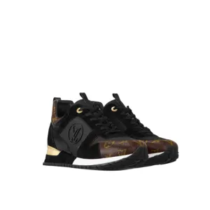 Louis Vuitton Black Suede/Monogram Canvas Run Away Trainer Sneakers For Supination