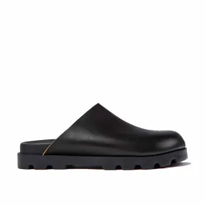 Camper Brutus Clog - Black Leather Flat Sole Shoes For Walking