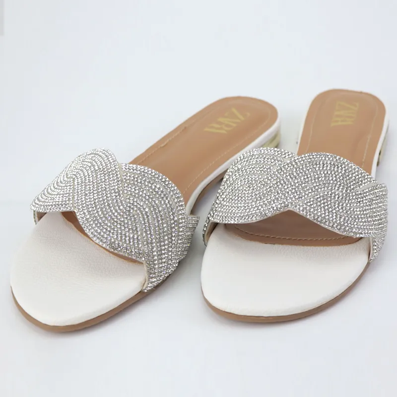 Flat Shoes Macy Rhinestone Buckle Low Heel Sandal-#1022 #22