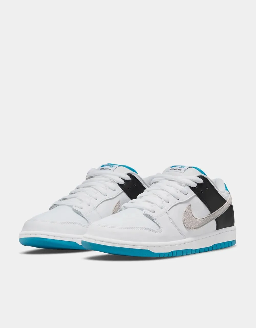 Nike SB Dunk Low Pro Skate Shoes - White/Neutral Grey-Black-Laser Blue Asics Gel-nimbus 26 Wide Running Shoes
