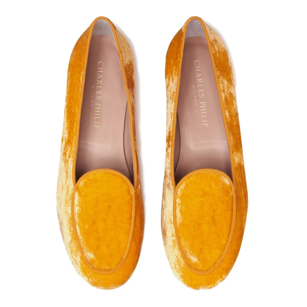 Gold Flat Shoes Outfit Charles Philip Timeless Velvet Moccasins - Elegant Comfort