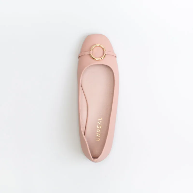 Unreal Women Ring Trim Square Toe Pump _ 150817 Real Leather Flat Shoes