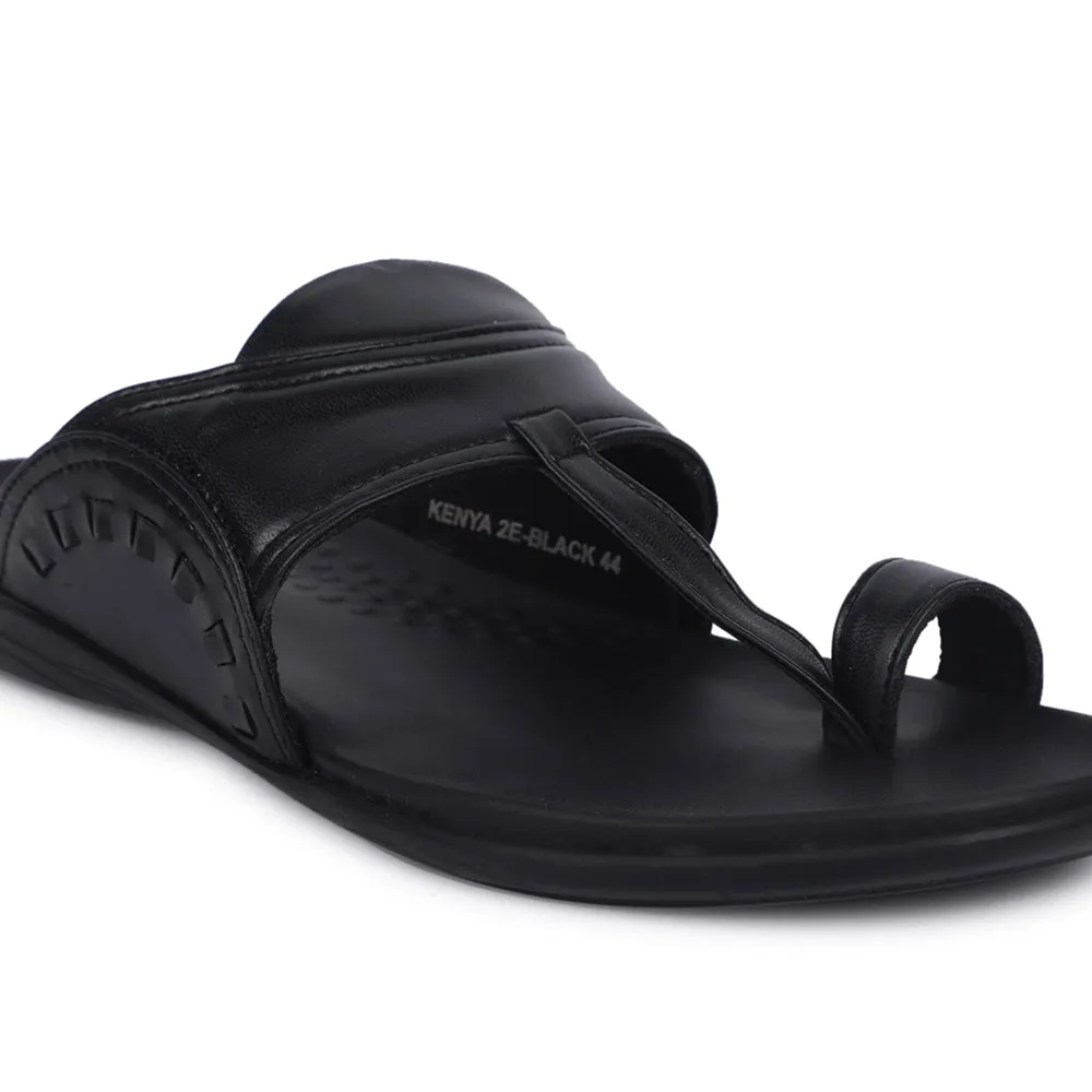 Coolers Casual Black Toe Ring Slippers For Men KENYA-2E By Liberty Block Heel Platform Sandals