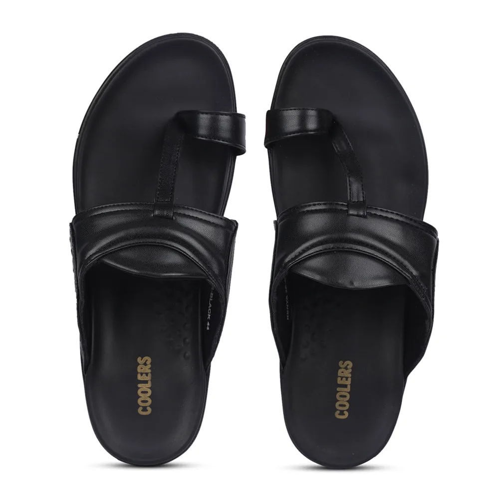 Best Hiking Sandals Coolers Casual Black Toe Ring Slippers For Men KENYA-2E By Liberty