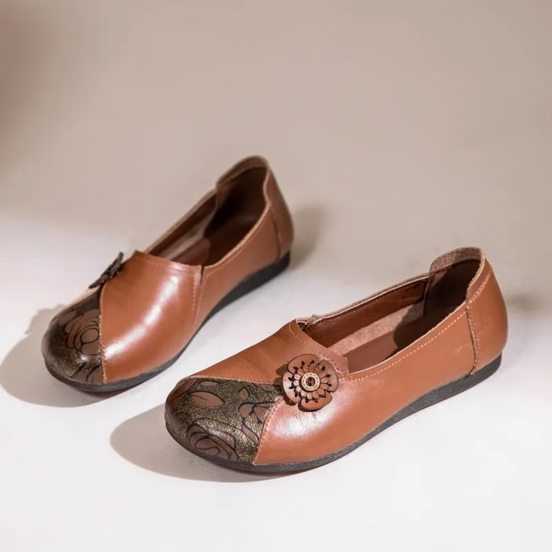 Best Cycling Shoes For Flat Pedals Women Retro Soft Sole Flat Leather Shoes