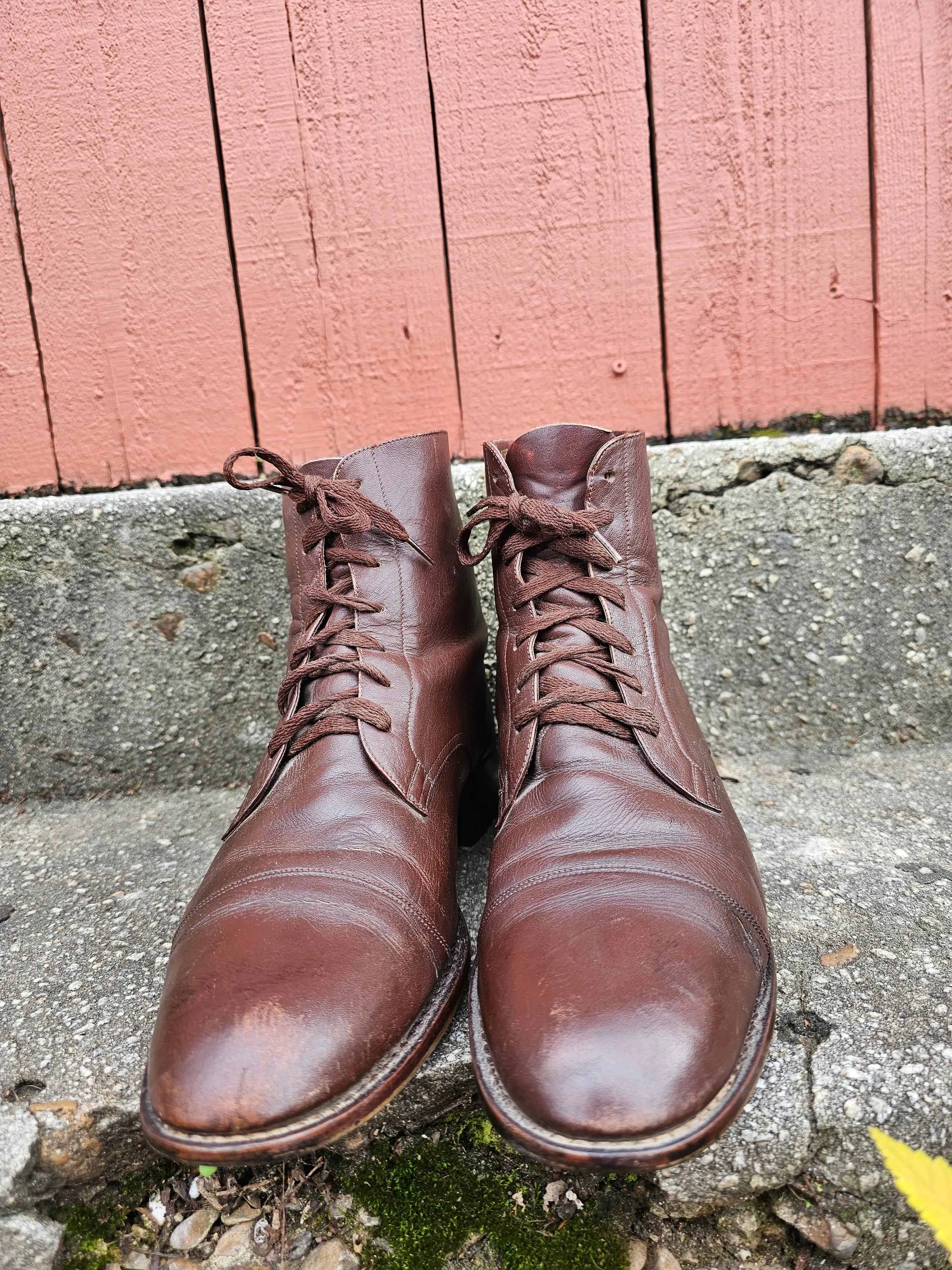 Vintage Brown Leather Lace Up Ankle Boots Size 10C Fg Football Boots