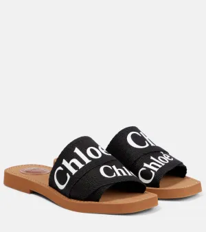 Chloe Woody canvas slides Flat Church Shoes