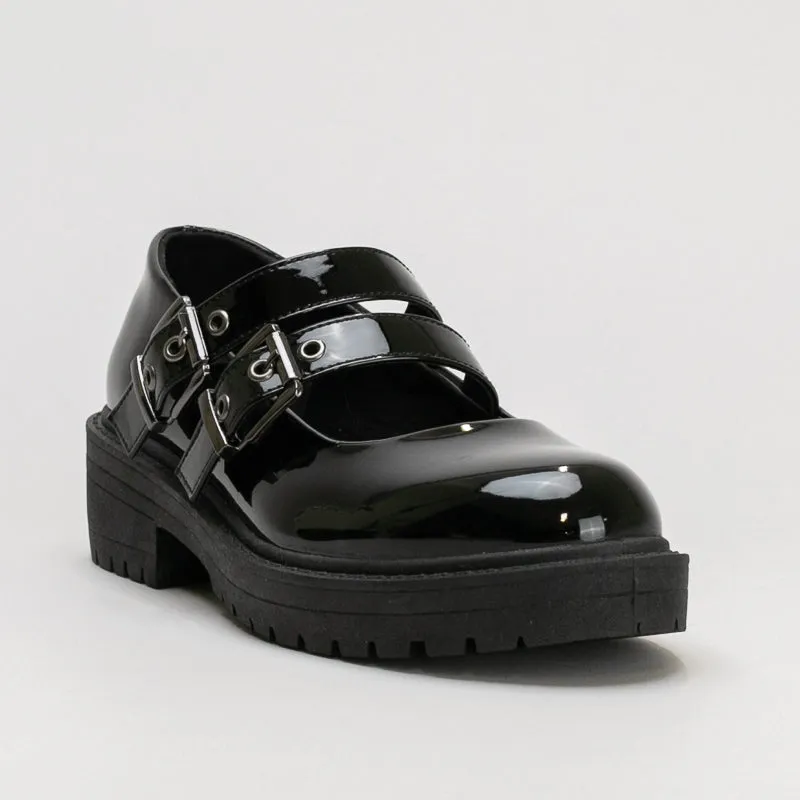 Flat Shoe Strings Chunky Patent Mary-Jane _ 160315