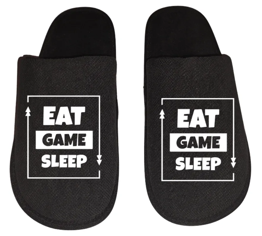 eat game sleep repeat video game Gamer Gaming Men's Slippers / House Shoes slides dad husband father son gift Platform Slides