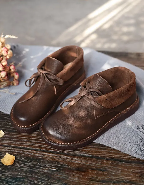 [Clearance]Soft Leather Comfortable Handmade Retro Flat Walking Shoes (Size 39) Supportive Shoes Flat Feet