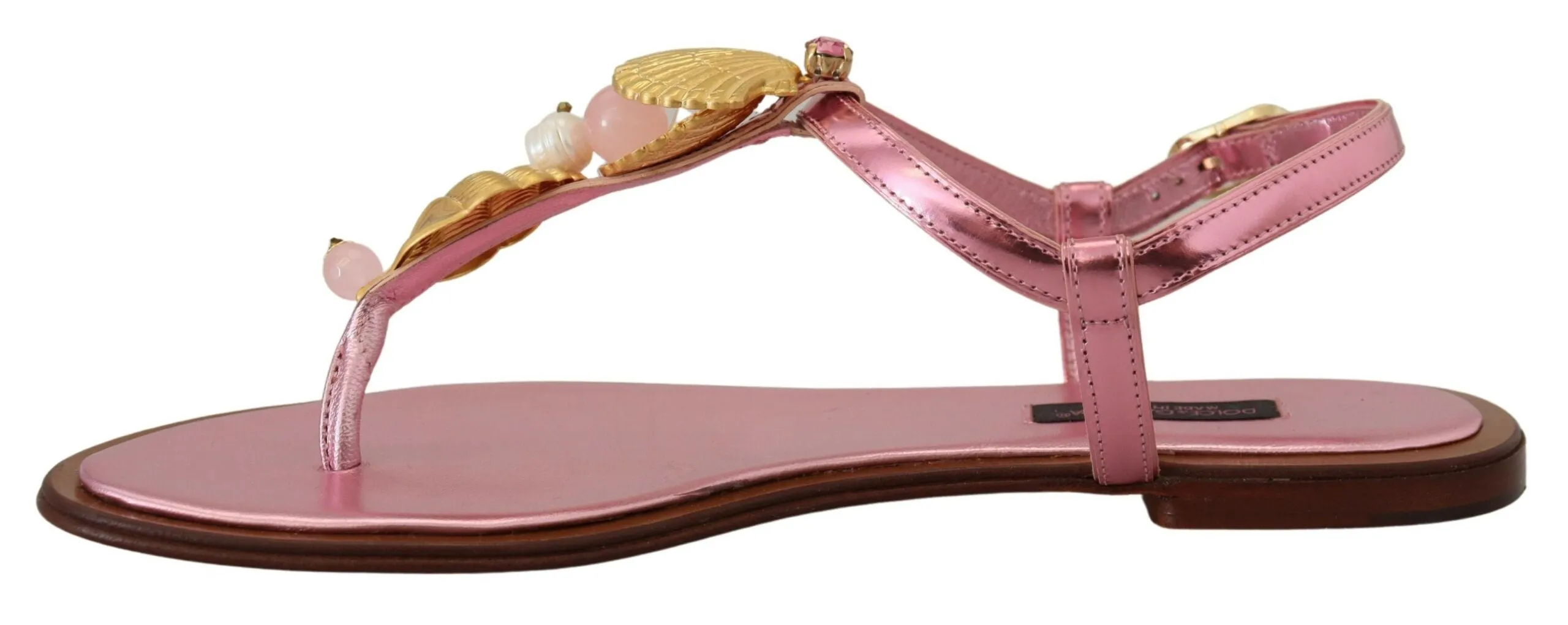 Best Running Shoes For Flat Foot Dolce & Gabbana Chic Pink Leather Sandals with Exquisite Embellishment