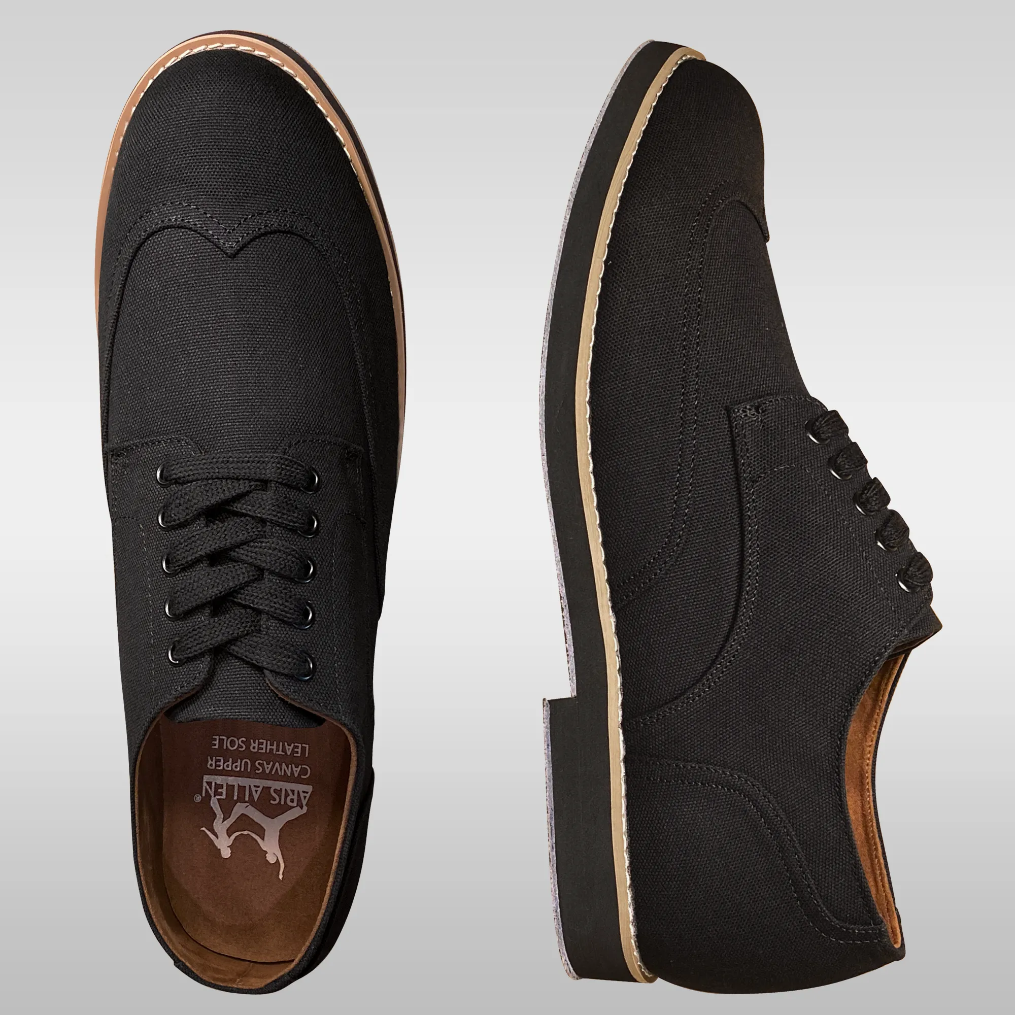 Slppers On Sale Aris Allen Men's Black Canvas Wingtip Feather Light Dance Shoes