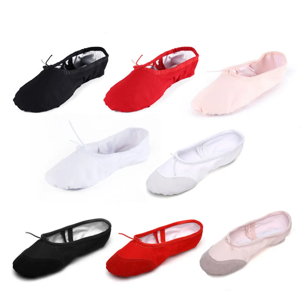 High Child Girl Women Soft split Sole Breathable leather tip Dance Ballet Shoes Comfortable Breathable Fitness Flat Feet Training Shoes