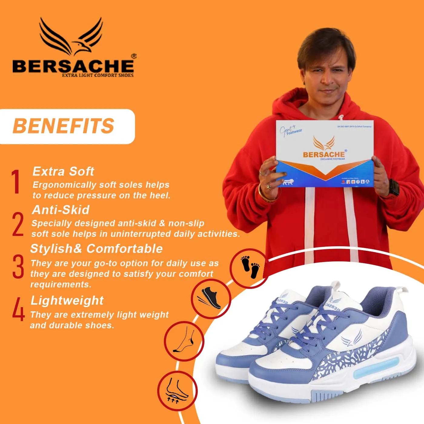 Hiking Shoes For Bad Knees Bersache Premium Sports ,Gym, Trending Stylish Running Shoes For Men (9141-Blue)