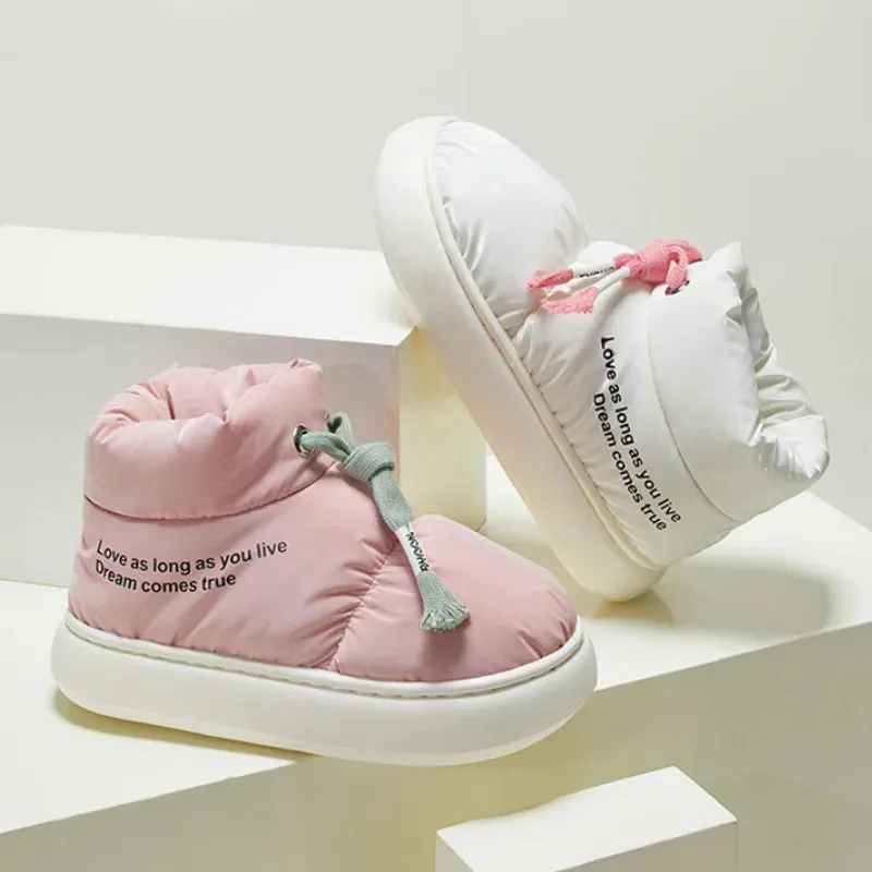 binfenxie  -  Comfortable Soft Sole Winter Boots Women Waterproof Thicked Plush Snow Boots Woman Casual Keep Warm Cotton Padded Shoes Ladies Medal Rst Waterproof Spiked Golf Shoes