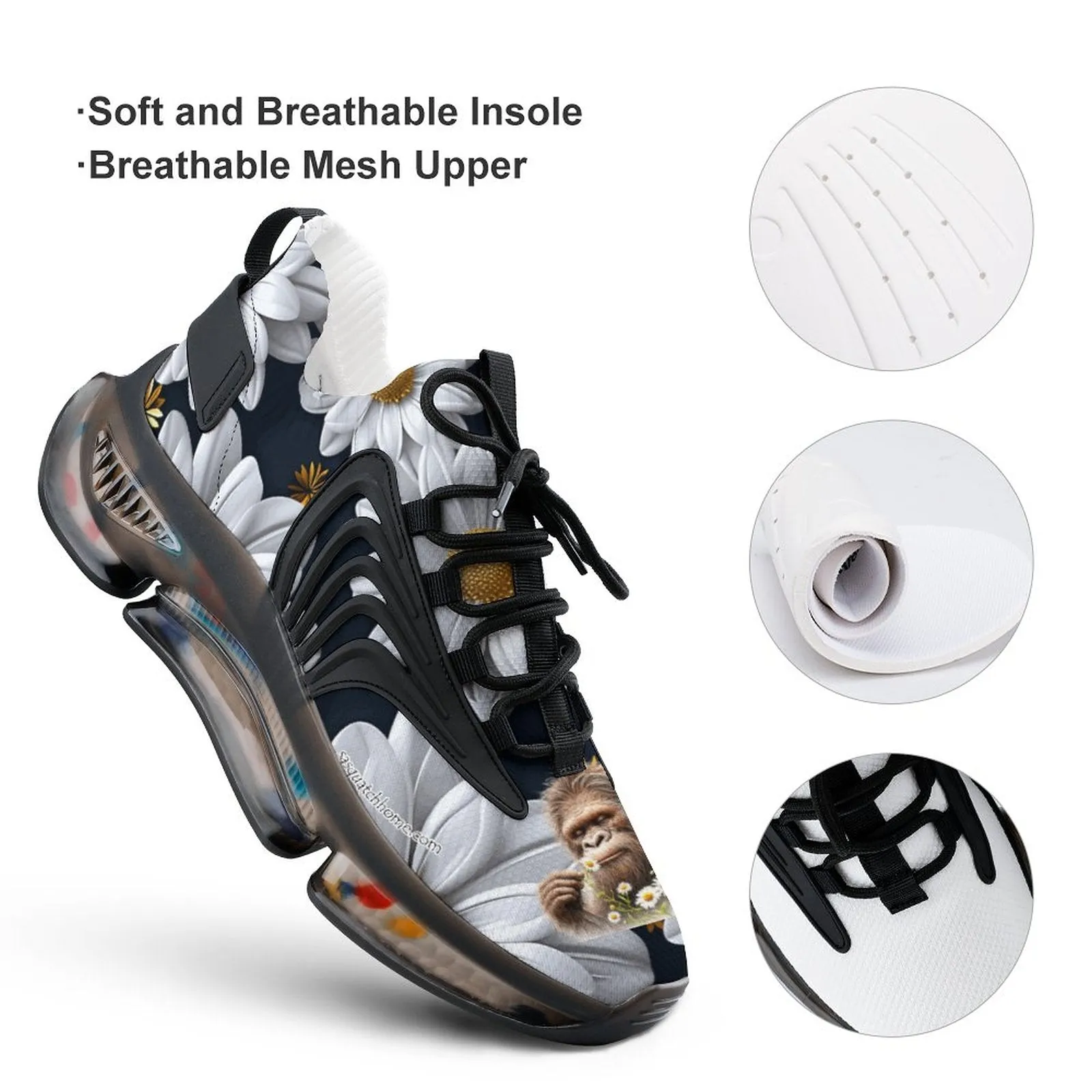 Sasquatch "smell the flowers" Men Custom Basketball Shoes with Breathable Fabric F68 Vivobarefoot Hiking Shoes