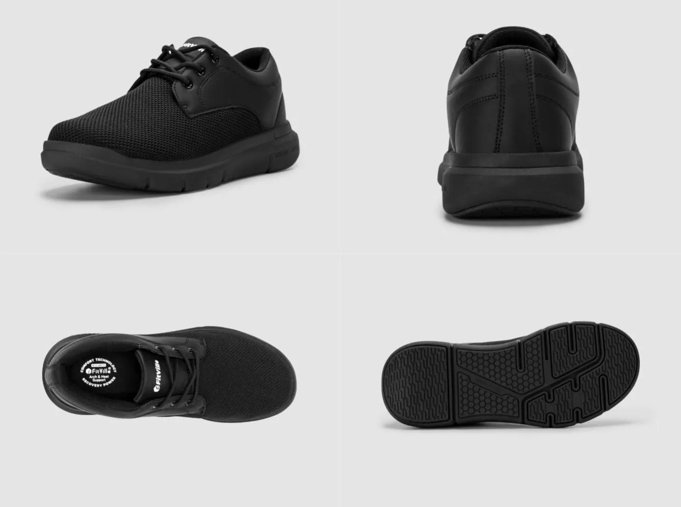 FitVille Men's BriskWalk Deluxe Lace-up Business Casual Sneaker V2 Flat Face Glock Trigger Shoe