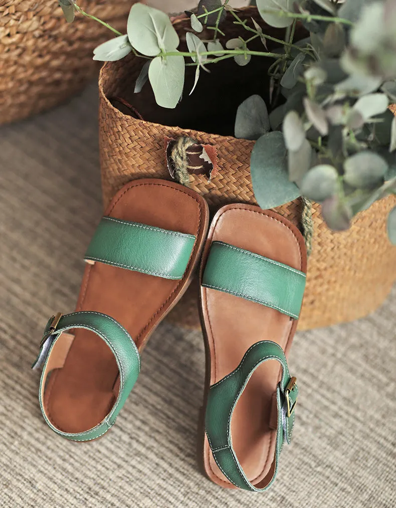 Comfortable Retro Flat Sandals Slingback La Flats Shoes