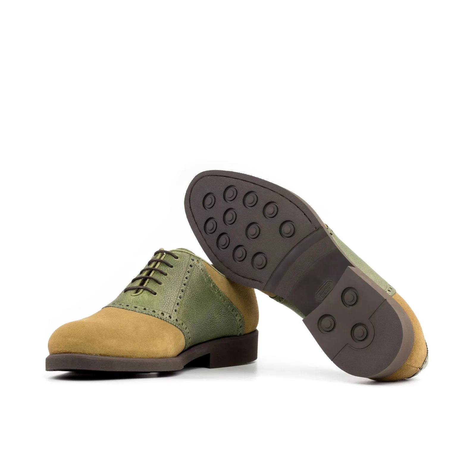 Best Shoes For Casual Wear Men's Saddle Leather Shoes Wide Plus Size Brown Green 5815