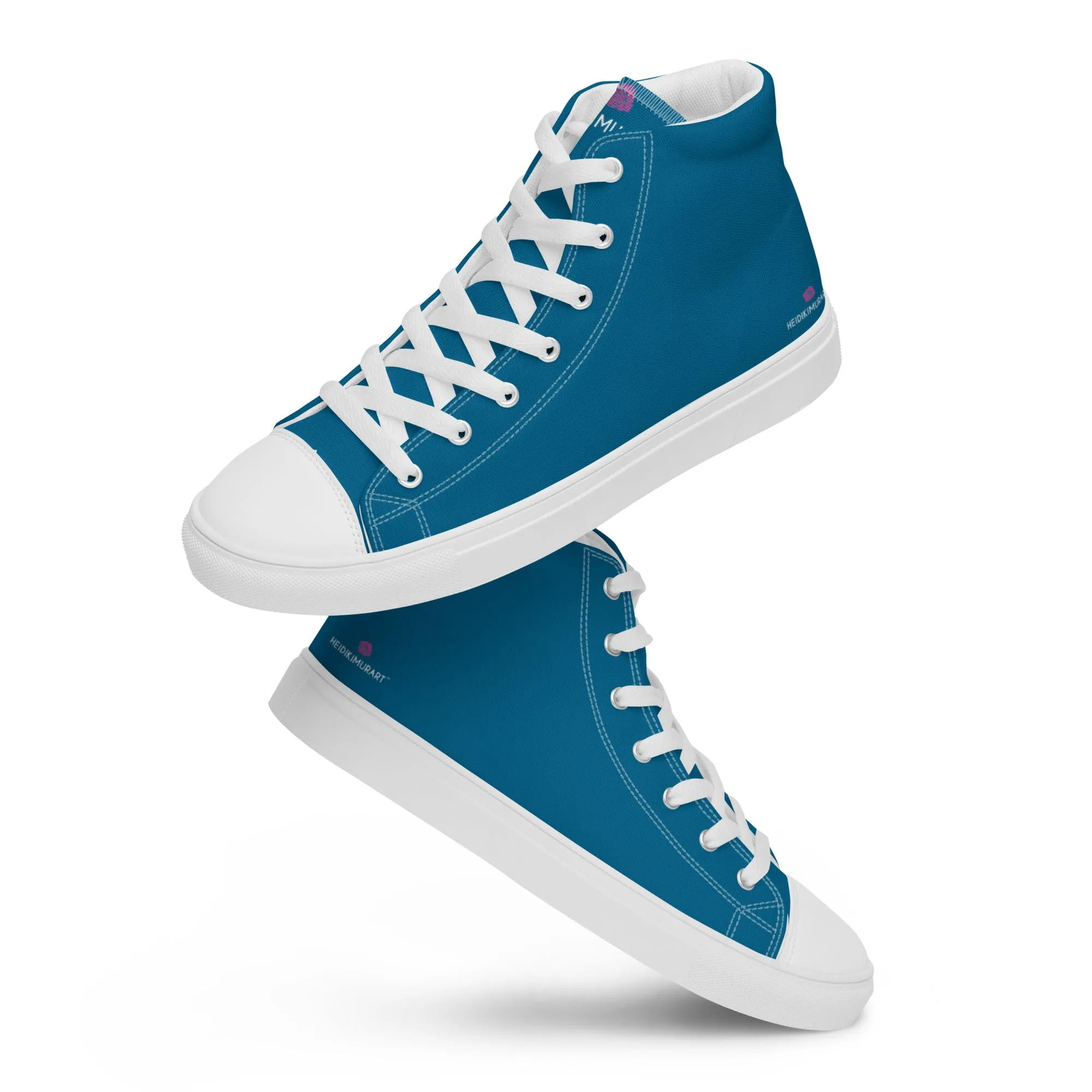 Royal Blue Men's High Tops, Solid Color Mens high top canvas shoes Composite Toe Safety Boots