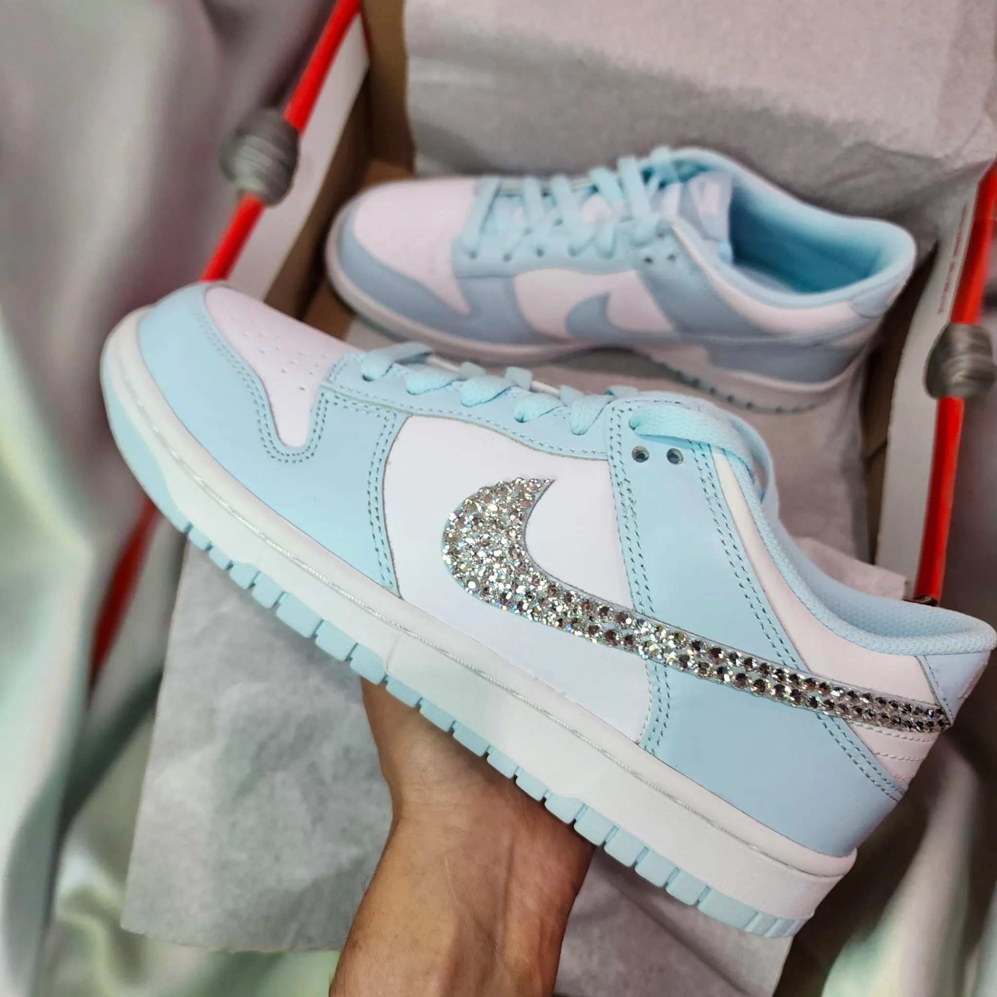 Asics Shoes Online Shopping Dunk Low Women/Youth (Baby Blue/White)