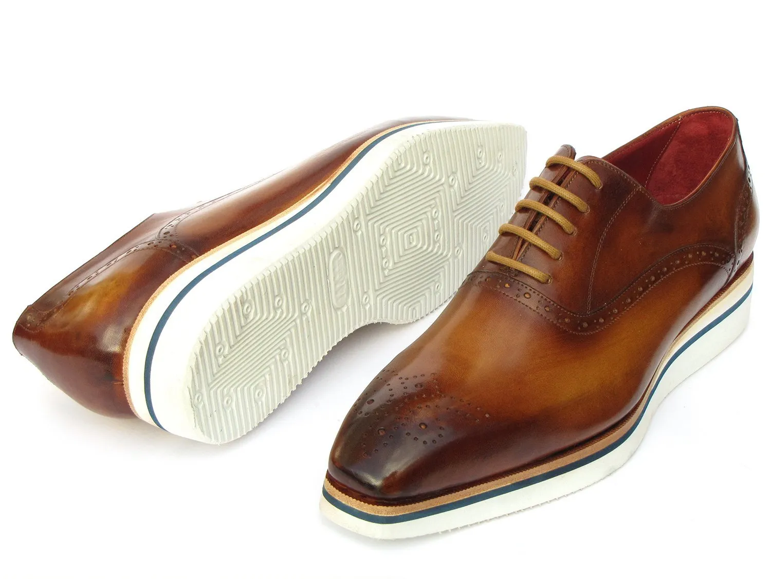 Casual Shoes No Laces Paul Parkman Smart Casual Men's Brown Oxfords (ID#184SNK-BRW)