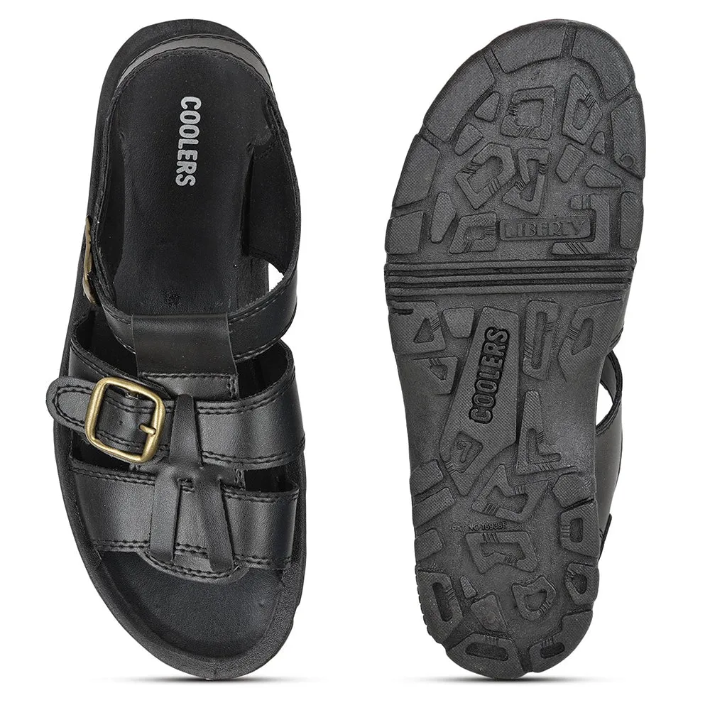 Coolers Casual (Black) Sandals For Men PHILIP-01 By Liberty Heel Thong Sandals