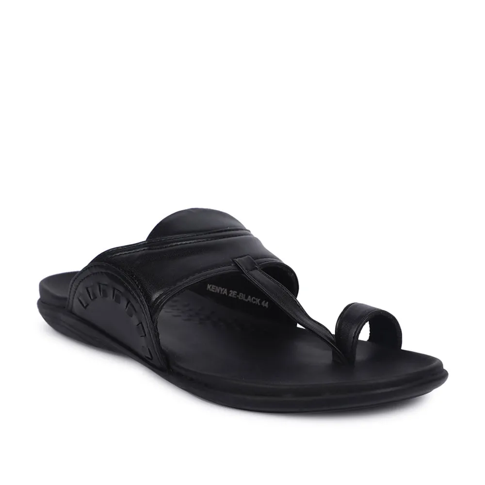 Coolers Casual Black Toe Ring Slippers For Men KENYA-2E By Liberty Sandals Ochi