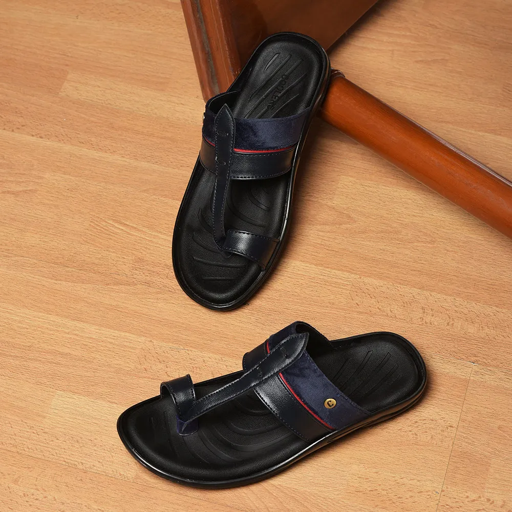 Formal Sandals Coolers Casual Navy Blue Toe Ring Slipper For Men OLP-6 By Liberty