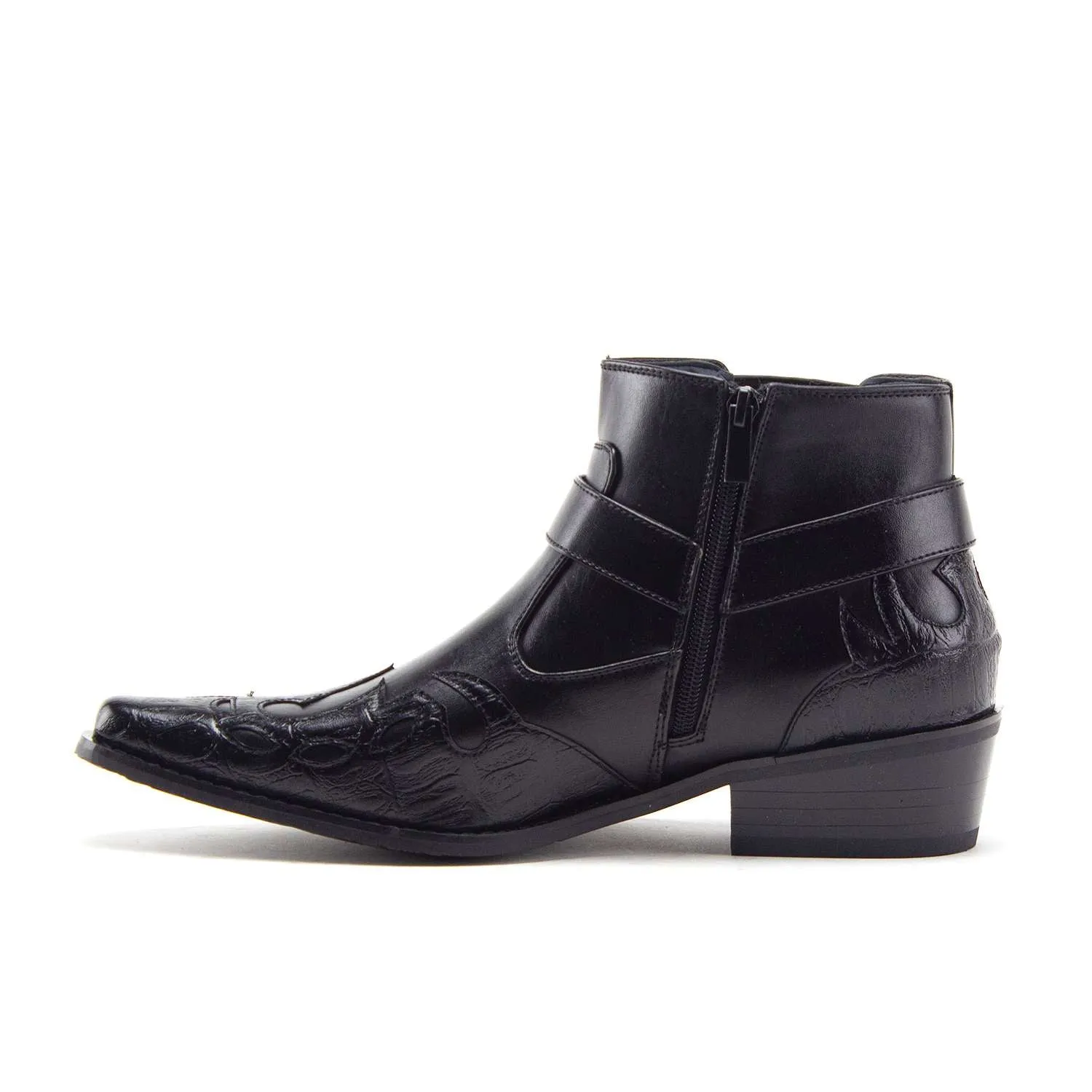 Boots For Suits Cowboy Boots for Men Western Style Ankle High Moto Dress Boots Flame Design