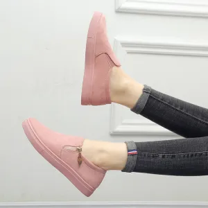 Women canvas shoes casual thick bottom flat Burgundy Flat Shoes