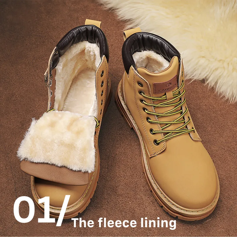 Cuzcare Orthopedic Shoes for Men Warm Leather Lace-Up High Top Boots Shoes Flats Leather