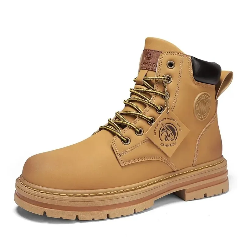 Wide Leg Pants Flat Shoes Cuzcare Orthopedic Shoes for Men Warm Leather Lace-Up High Top Boots