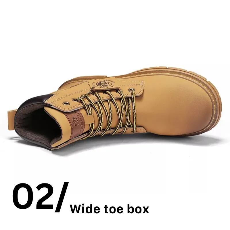Cuzcare Orthopedic Shoes for Men Warm Leather Lace-Up High Top Boots Square Flat Shoes
